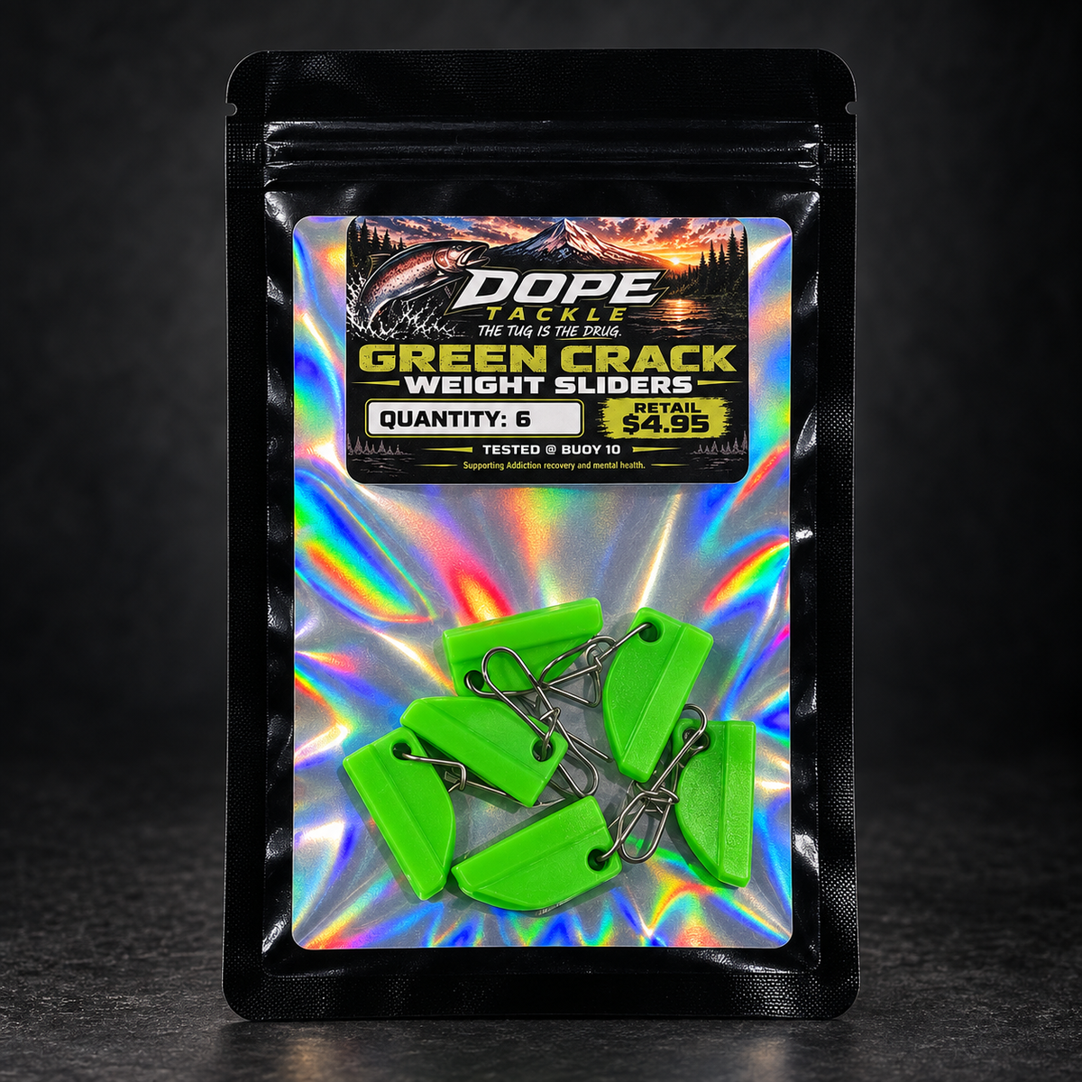 Green CRACK Weight Slider W/Clip - 6 Pack
